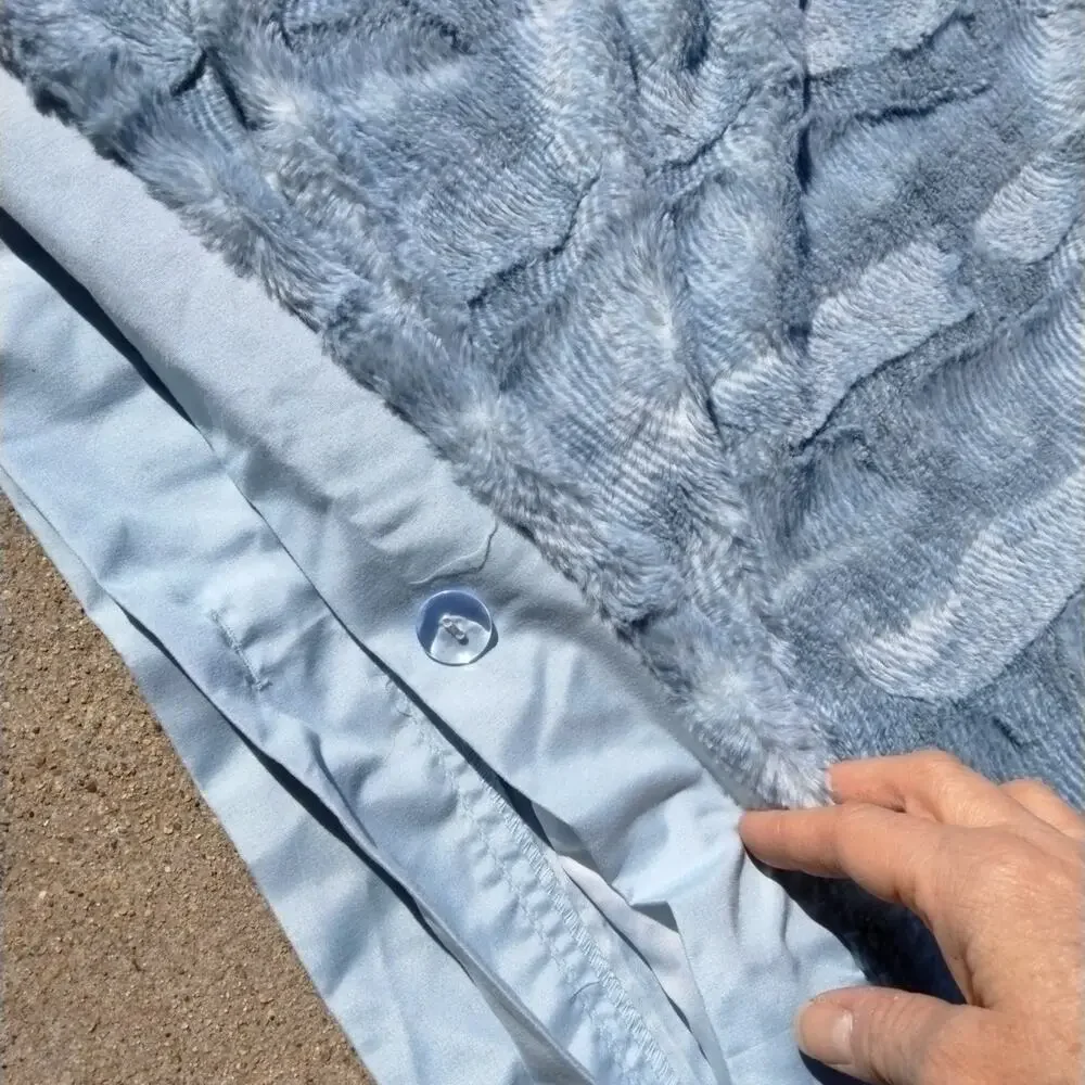 Koolaburra by UGG Full/Queen Faux Fur Duvet Cover Gray Blue